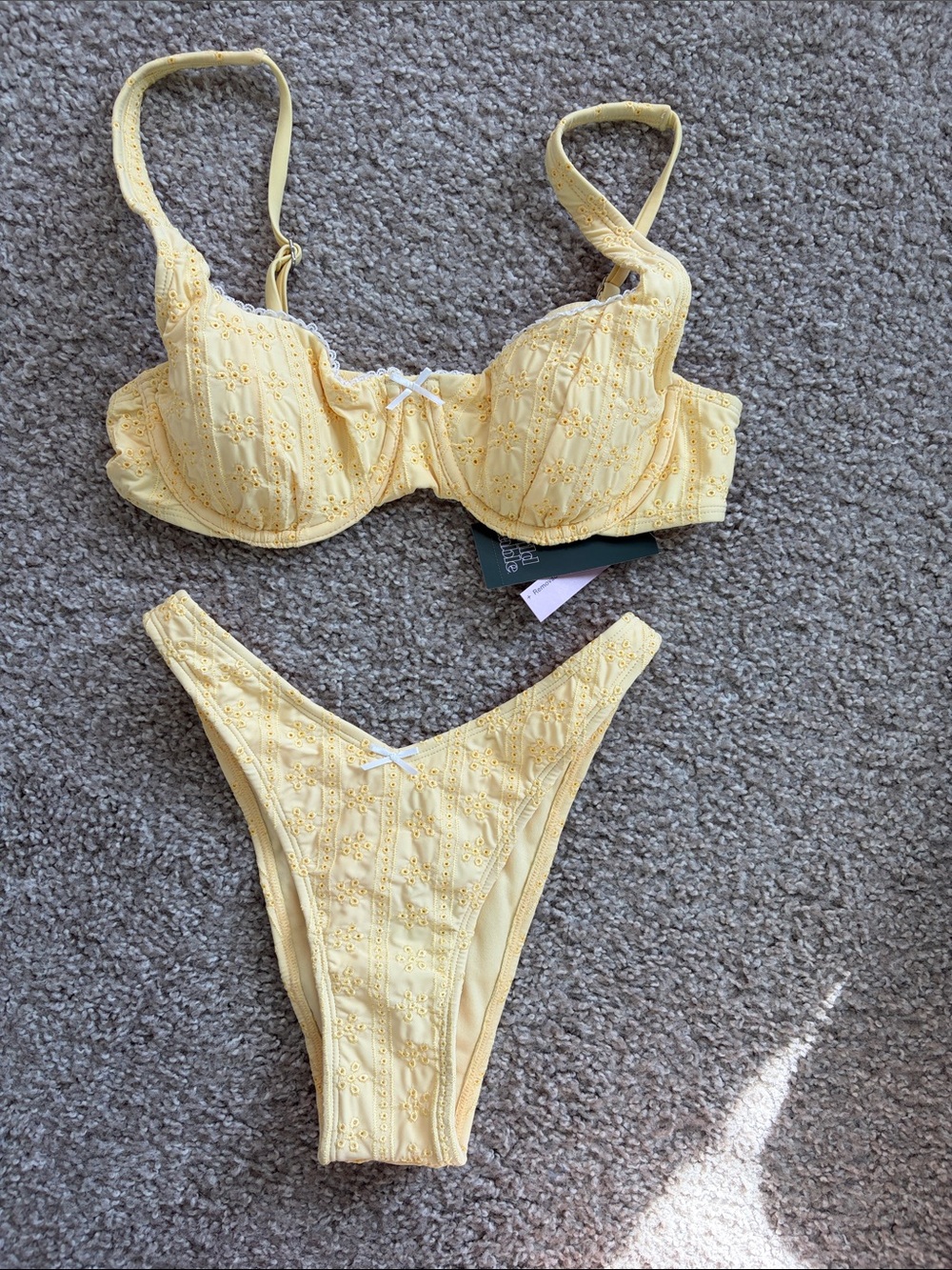 Women’s Yellow Eyelet Bikini Set